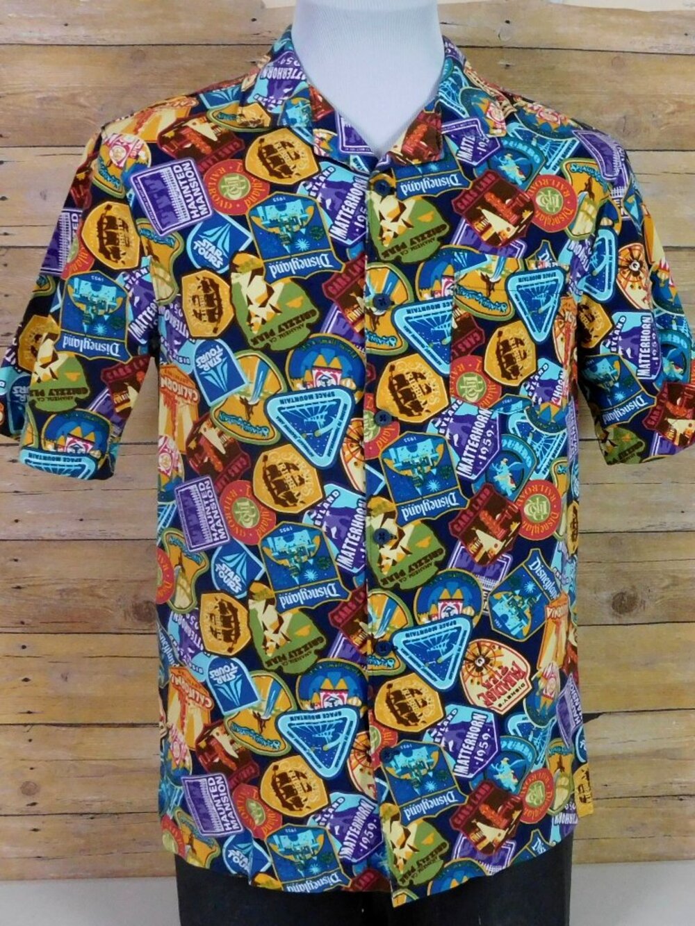 Disney Parks Button Down Shirt Mens Small Multi Color
